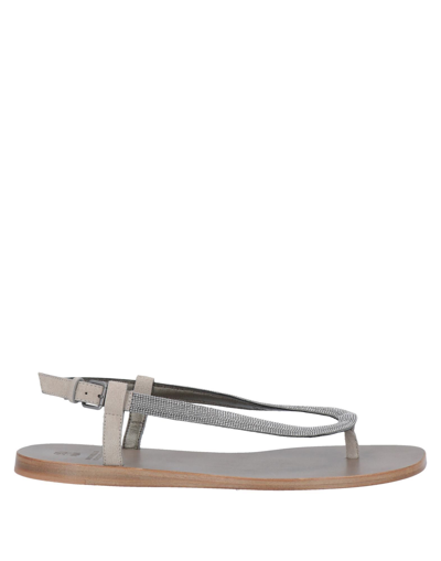 Brunello Cucinelli Toe Strap Sandals In Grey
