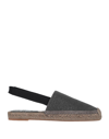 Brunello Cucinelli Woman Espadrilles Lead Size 7 Leather, Textile Fibers In Grey