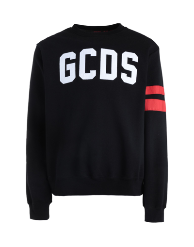 Gcds Man Sweatshirt Black Size Xxl Recycled Cotton In Schwarz