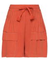 High Woman Shorts & Bermuda Shorts Rust Size 6 Linen, Rayon In Red