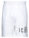 DSQUARED2 DSQUARED2 MAN SHORTS & BERMUDA SHORTS WHITE SIZE XL COTTON, ELASTANE