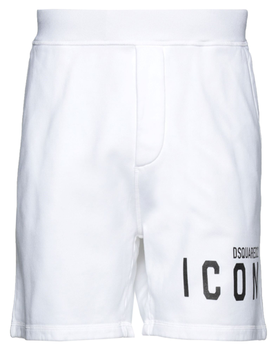 Dsquared2 Man Shorts & Bermuda Shorts White Size L Cotton, Elastane
