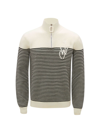 Jw Anderson Jwa Quarter-zip Striped Sweater In Off White Black