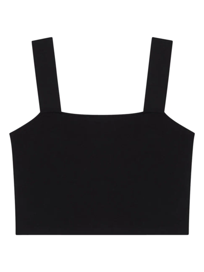 Maje Cropped Square-neck Vest Top In Black