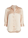 L'agence Women's Dani Three-quarter Sleeve Silk Blouse In Petal