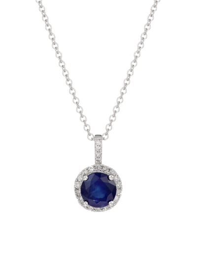 Saks Fifth Avenue Women's 14k White Gold, Sapphire, & Diamond Pendant Necklace