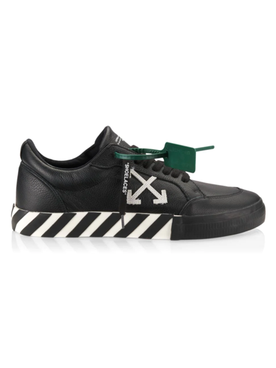 Off-white Vulcanized Logo-embossed Leather Low-top Trainers In Black