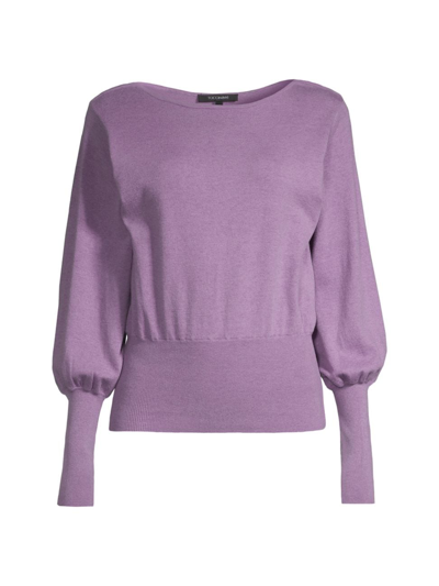 Toccin Mixed Rib Blouson Sleeve Top In Mulberry