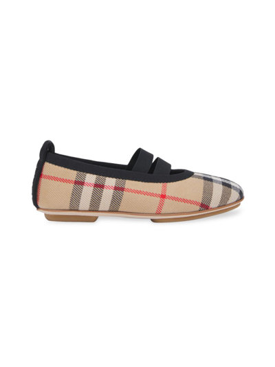 Burberry Kids' Girl's Grace Vintage Check Ballerina Flats, Baby/toddlers In Neutrals