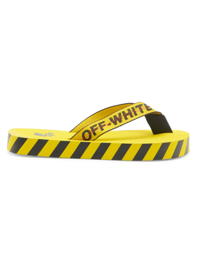 Off-white Industrial Logo Flip Flops In Yellow Black