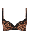 Agent Provocateur Molly Lace-trimmed Leopard-print Silk-blend Bra In Leopard/black