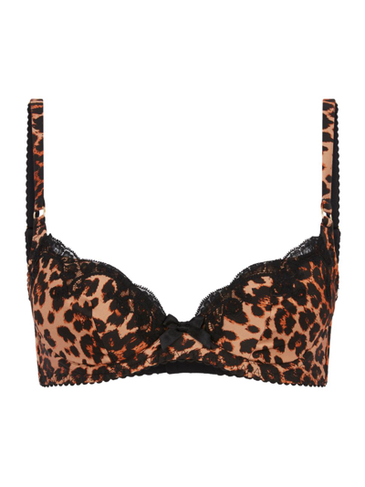 Agent Provocateur Molly Lace-trimmed Leopard-print Silk-blend Bra In Leopard & Black