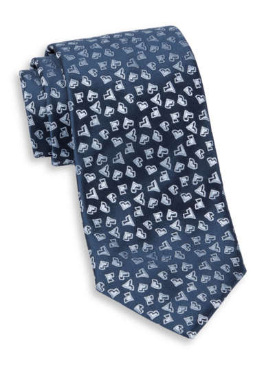 Charvet Neat V Silk Tie In Navy Blue