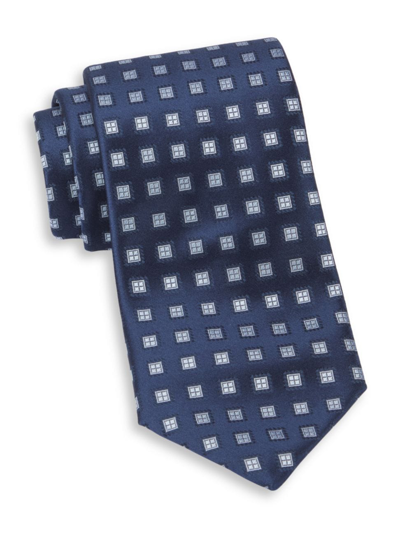Charvet Neat Diamond Silk Tie In Navy Blue