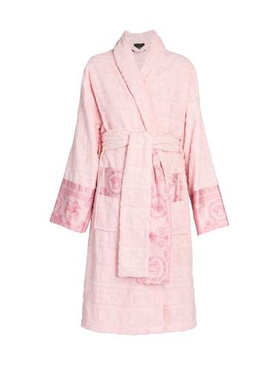 Versace Logo-embossed Bathrobe In Pink