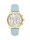 Michele Sport Sail Goldtone Stainless Steel & Silicone Chronograph Watch In Silver/light Blue