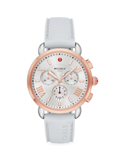 Michele Women's Sport Sail Two-tone Stainless Steel & Silicone Chronograph Watch In Light Grey
