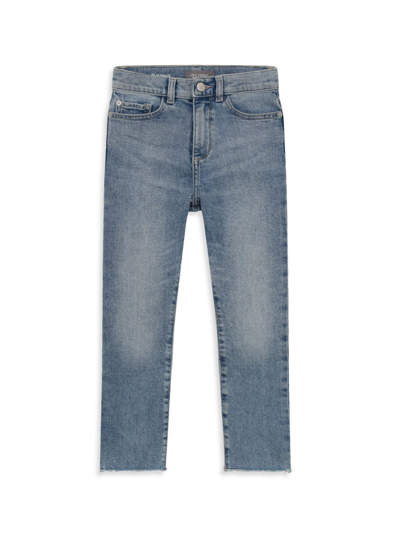 Dl Premium Denim Kids' Girl's Emie Straight-leg High-rise Jeans In Blue