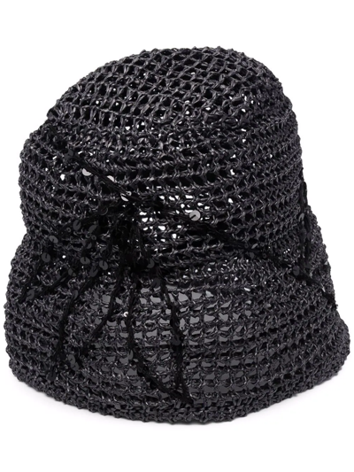 Brunello Cucinelli Woven Bucket Hat In Black