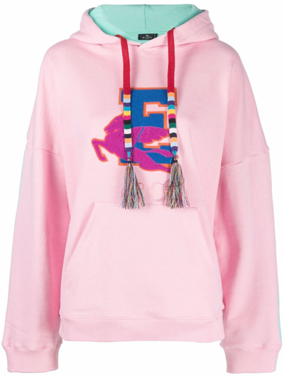 Etro Pink And Light Blue Cotton Sweatshirt In Pink & Purple