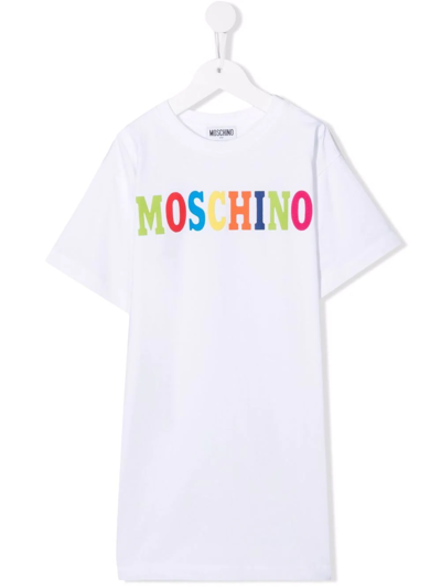 Moschino Kids' Logo-print T-shirt Dress In White