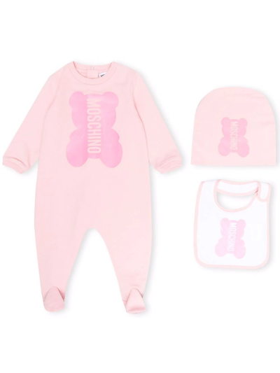 Moschino Babies' Logo-print Cotton Bodysuit In Pink