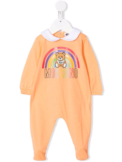 Moschino Babies' Logo-print Pyjama In Orange