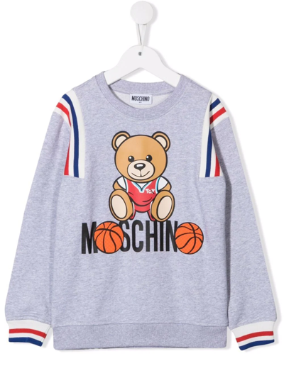 Moschino Kids' Logo-print Long-sleeve Sweatshirt In Grey