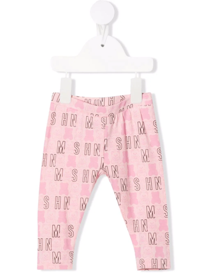 Moschino Babies' Logo Print Leggings In Pink