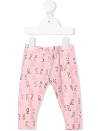 Moschino Babies' Logo印花打底裤 In Pink