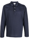 Sunspel Button-up Long-sleeved Polo Shirt In Blue