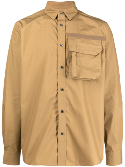 Sacai 'cotton Weather' Deep Chest Pocket Detail Button Up Shirt In Neutral