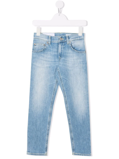 Dondup Kids' Straight-leg Cotton-blend Jeans In Blue