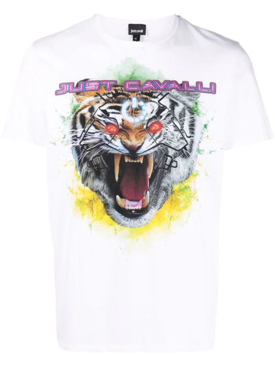 Just Cavalli T-shirt With Graphic Print In White