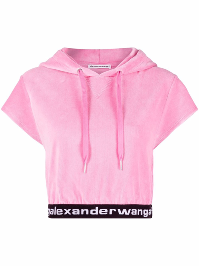 Alexander Wang Logo-waistband Hoodie In Blue | ModeSens