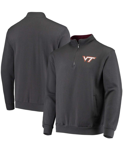 Colosseum Men's Big And Tall Charcoal Virginia Tech Hokies Tortugas Logo Quarter-zip Jacket