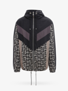 Balmain Jacket With Maxi Monogram Logo Print In Beige