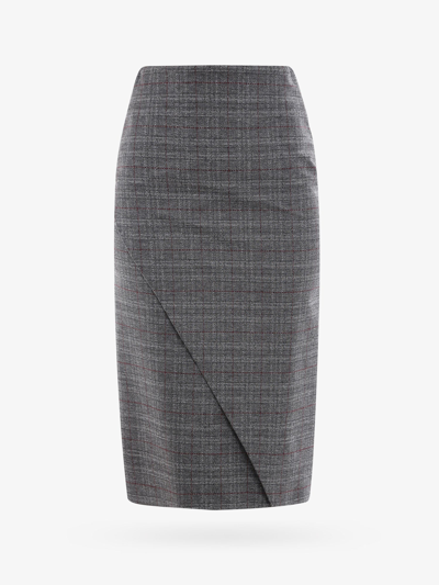 Balenciaga Pencil Skirt With Asymmetrical Details - Atterley In Grey