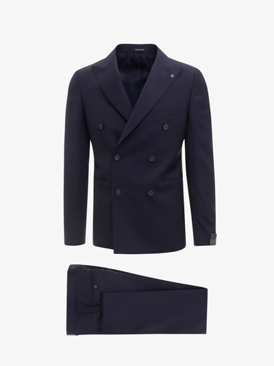 Tagliatore Wool Suit With Peak Lapel - Atterley In Blue