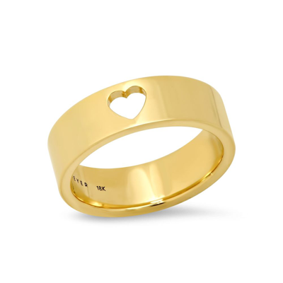 Jennifer Meyer Wide Ellen Band With Heart Cutout In Yellow Gold