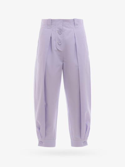 K Krizia Cotton Trouser With Pinces - Atterley In Purple