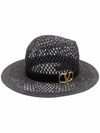 Valentino Black Vlogo Signature Fedora Hat