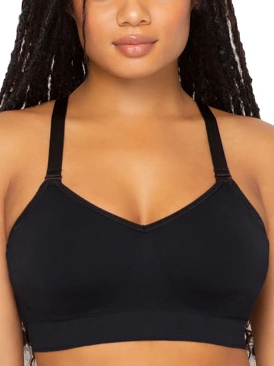 Curvy Couture Smooth Seamless Comfort Wire-free Bra In Black Hue