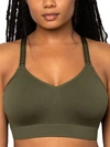 Curvy Couture Smooth Seamless Comfort Wire-free Bra In Olive Night