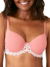 Wacoal Embrace Lace Jersey And Stretch-lace Contour Bra In Faded Rose,white