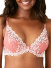 Wacoal Embrace Lace Stretch-lace Plunge Underwired Bra In Faded Rose,white