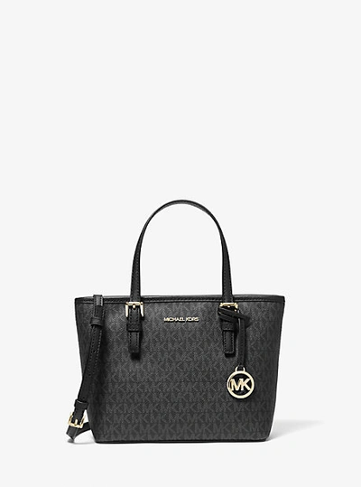 Michael Kors Jet Set Travel Extra-small Logo Top-zip Tote Bag In Black