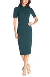 Dress The Population Gloria Front Zip Sheath Dress In Pine