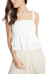 Lost + Wander Middle Of Nowhere Cotton Eyelet Ruffle Top In White