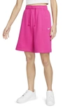 Nike Women's  Sportswear Essential Fleece High-rise Shorts In Pink